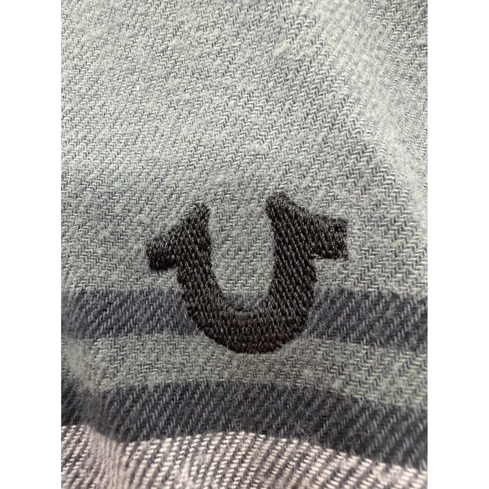 True Religion Mens Large Gray Striped Long Sleeve‎ Button Down Shirt Shipyard
